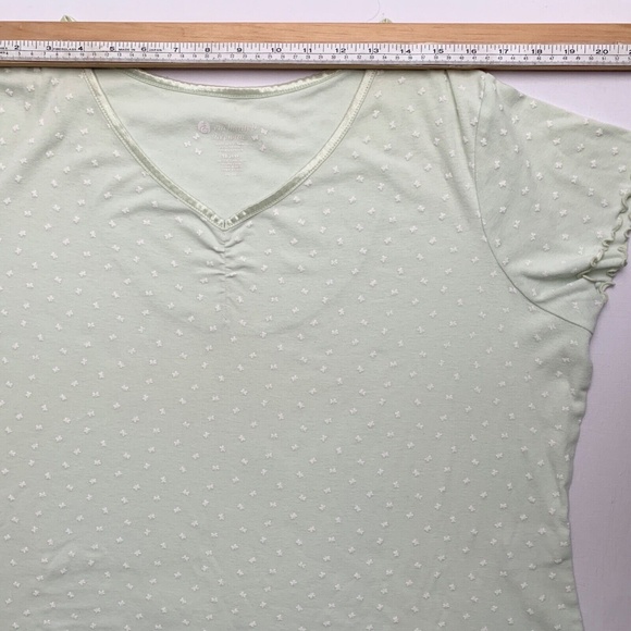 2000s Lime Green Butterfly Print Fairy Ditzy Lettuce Hem Plus Size Tee XXL 18/20 - Picture 5 of 9